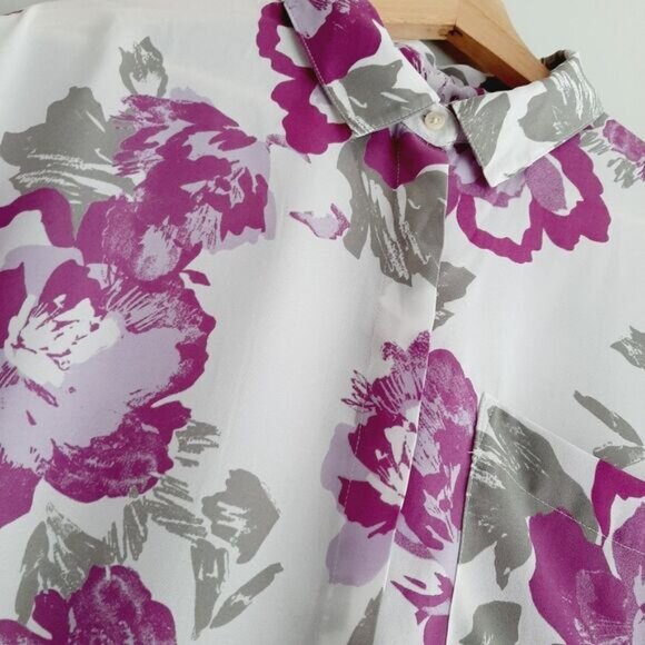 BANANA REPUBLIC | Hi-Low Hem Button Down Light Shirt Top Floral Sz S - Picture 6 of 11